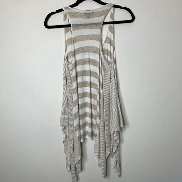 Aritzia Dilemma Tank Top Blouse Draped Stripe Flowy Sleeveless Cream White XS - Picture 10 of 15